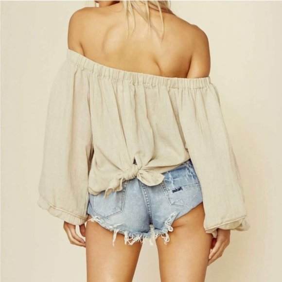 One Teaspoon Oakwood Sugar Off-the-Shoulder Peasant Blouse | Size M - Picture 4 of 8